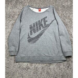 Nike Heather Gray Logo Crew Neck Sweater